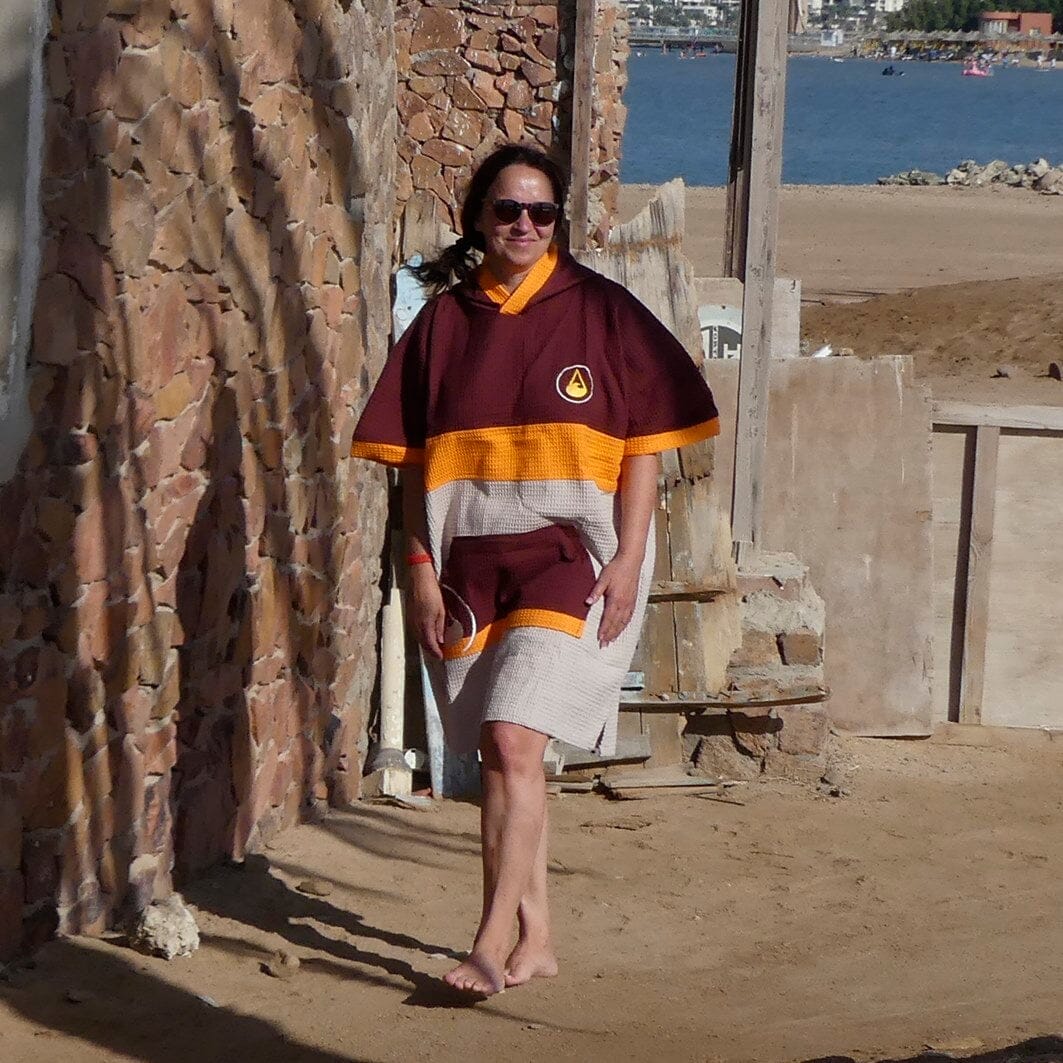 Travel Poncho Porlamar, Baumwolle Waffle Piquee Travel Ponchos UNISEX MODELL