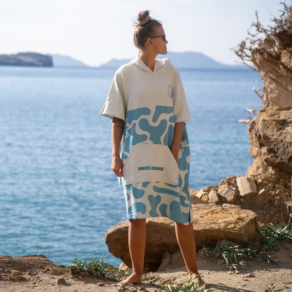 Poncho de Voyage Pahoa, Coton Waffle Piquee