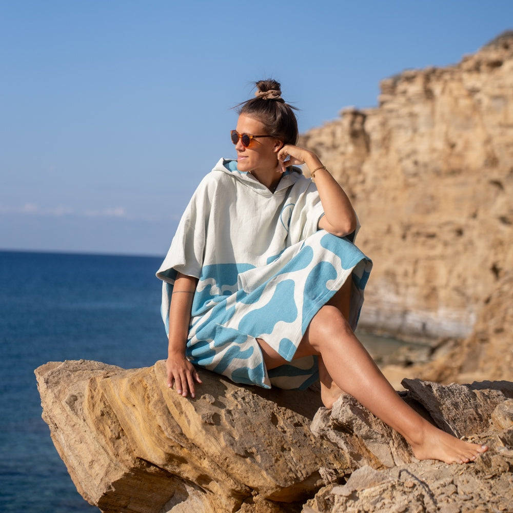 Poncho de Voyage Pahoa, Coton Waffle Piquee