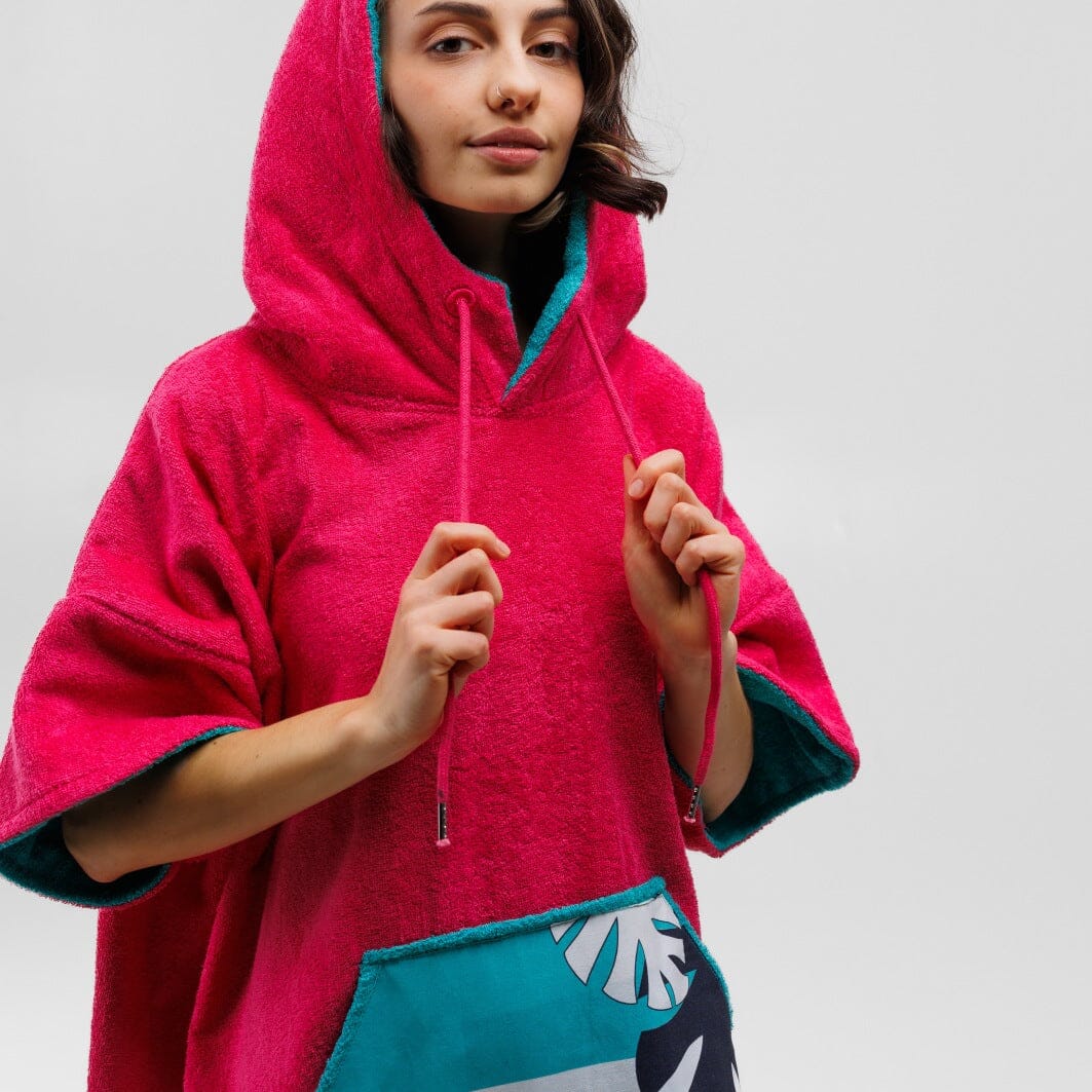 Poncho Pink Wave, Baumwolle Velours Kids Ponchos WAVE HAWAII