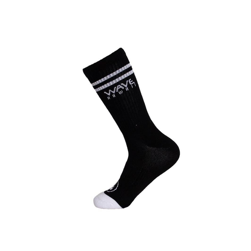 Crew Socks Stripes + Logo black Socken WAVE HAWAII