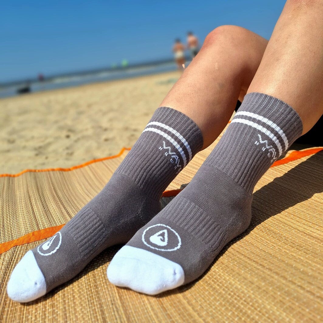 Crew Socks Stripes + Logo grey Socken WAVE HAWAII