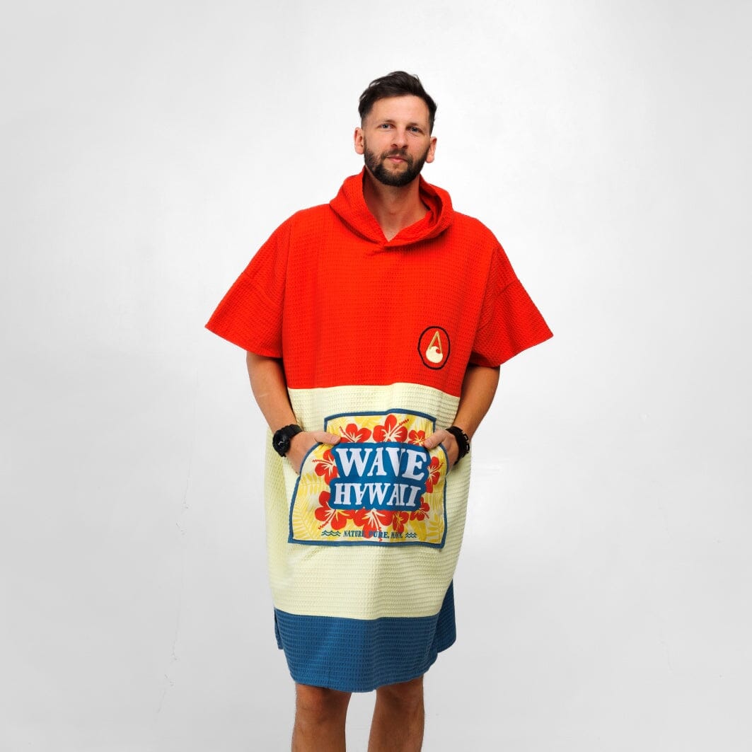 Travel Poncho Wailua, Baumwolle Waffle Piquee Travel Ponchos WAVE HAWAII 