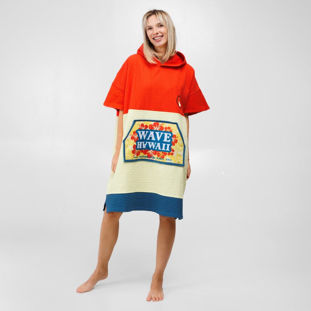 Travel Poncho Wailua, Baumwolle Waffle Piquee Travel Ponchos WAVE HAWAII 