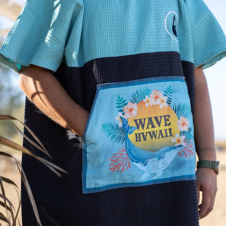 Travel Poncho Pahoa, Baumwolle Waffle Piquee Travel Ponchos WAVE HAWAII 